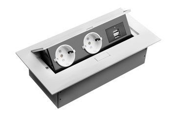 Меблева розетка, 2хSHUKO, 2xUSB-A, без кабелю, білий AE-PBU02GS-10 фото
