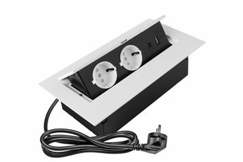 Меблева розетка, 2хSHUKO, USB A+C, без кабелю, білий AE-PBU02GS-10N фото
